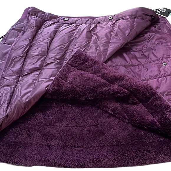 Aventure Quilted Down Snap Faux Wrap Fleece Lined Mini Skirt - Picture 3 of 4